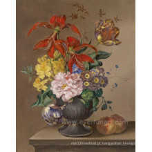 Pintura abstrata pintada mão clássica da flor